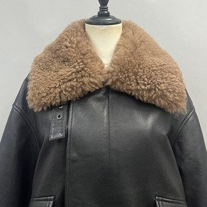 ジャンココ高品質冬用本革シープスキンレザージャケット女性用カスタムベジタブルタンニンなめし革ラムファーコート - Product Image 4