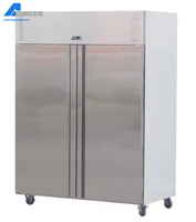 Réfrigérateur-congélateur vertical professionnel à 2 portes en acier inoxydable 201, double température, équipement de réfrigération pour la restauration hôtelière
