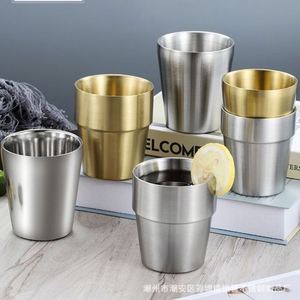 Custom Logo Drinking Cup Travel Outdoor Camping Double Wall <b>Stackable</b> Stainless Steel Coffee <b>Mugs</b> - Product Image 4