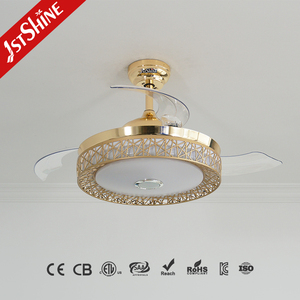 Ventilador de techo Led 1stshine 42 pulgadas <span class=keywords><strong>3</strong></span> aspas retráctiles Cambios de tres colores Candelabro cromado Ventiladores de techo LED - Product Image 1