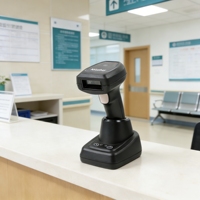Lecteur de codes-barres médical sans fil 2,4 G avec station de charge, connectivité double mode 2D, gestion des médicaments, enregistrement médical A-9642BTHD