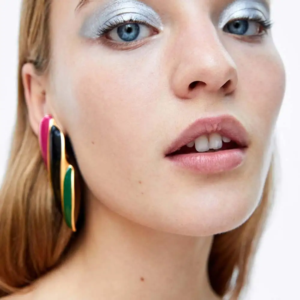 Za 2019 New Shell Kim Loại Maxi Vintage Drop Dangle Earrings Đối Với Phụ Nữ Hợp Thời Trang Men Vàng Earring Bán Buôn Trang Sức Cưới