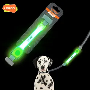 LaRoo Bright Safety Lights for Night Walking Running Waterproof USB Rechargeable Hiking Gear silicone dog Collar LED Light