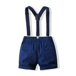 Nouveaux produits sur le marché chinois : Ensemble jean à bretelles et chemise pour bébés et enfants avec nœud papillon pour garçons - Product Image 5