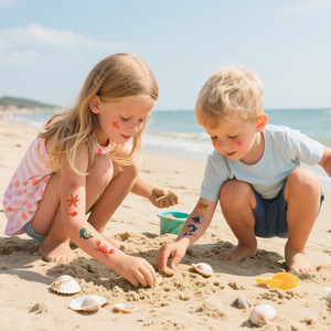 En Stock venta al por mayor niños dibujos animados Original <span class=keywords><strong>tatuaje</strong></span> pegatina mar Animal verano delfín tiburón pequeña ballena - Product Image 1