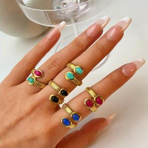 변색 무료 18K 리얼 골드 도금 스테인리스 스틸 링 크기 조정 가능 - Product Image 1