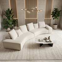 Ensemble de canapés sectionnels minimalistes haut de gamme italiens en tissu de lin capitonné pour salon avec coussins en plumes