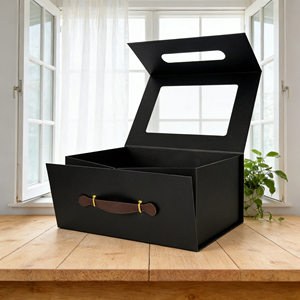 Caja de Exhibición para Escaparates |   Exhibidor de Productos Plegable de Cartón Rígido con Materiales Reciclados, Cierre Magnético de Alta Gama y Asa para Venta Minorista - Product Image 1