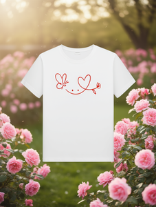 T-Shirt da Donna Maison Kitsun con Collo Tondo, Manica Corta, Stampa Cuore e Farfalla per San Valentino, Stile Romantico, 100% Cotone - Product Image 2