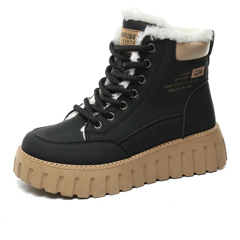 XQ2509 Novo plush Martin botas para as mulheres em 2023 isolamento de inverno solas grossas fotografia de rua high top casual algodão sapatos