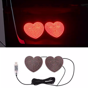<span class=keywords><strong>D</strong></span>écoration de fenêtre de <span class=keywords><strong>voiture</strong></span> éclairée en forme de cœur et de cœur brisé, anti-collision, avertissement LED, alimentation USB, lumière dynamique - Product Image 1