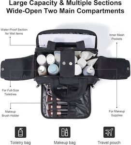 Grande trousse de toilette matelassée légère et spacieuse avec poignée pour organiser les cosmétiques - Product Image 3