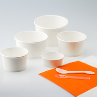 Gobelet à dessert en papier kraft jetable personnalisé à paroi simple avec couvercle, écologique et biodégradable pour yaourt et crème glacée
