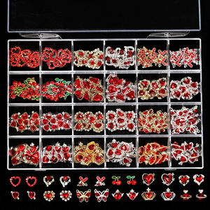 24 Grille DIY Nail Art 3D Pendentif Accessoire Rouge Strass Coeur Papillon Conception Résine Matériel pour la <span class=keywords><strong>Saint</strong></span> <span class=keywords><strong>Valentin</strong></span> Marque Planète - Product Image 5