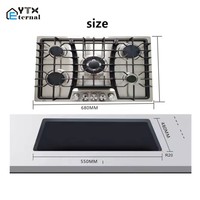 Table de cuisson à gaz moderne à 5 brûleurs en acier inoxydable avec dispositif de sécurité pour camping-car et usage extérieur, design encastrable
