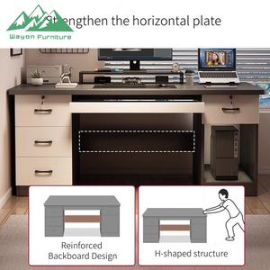 घर के कार्यस्थान फर्नीचर के लिए दराज के साथ आधुनिक सरल लकड़ी कार्यालय डेस्क और कुर्सी सेट - Product Image 4