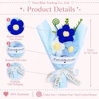 BH Fleurs artificielles en fil tricoté de haute qualité, imitations de tournesols faites à la main, mini bouquet polyvalent, cadeau artisanal de Chine