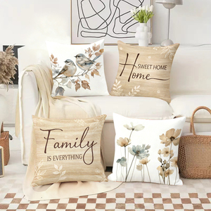 Ngôi nhà ấm cúng, gia đình hạnh phúc, mọi thứ đều ấm áp, gối trang trí trang trí ghế sofa phòng khách với chim, hoa, tất Giáng sinh. - Product Image 2