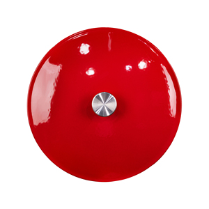 Casserole en fonte émaillée rouge antiadhésive avec couvercle auto-irrigant et bouton doré - Product Image 5