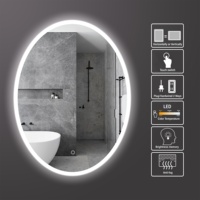 Miroir de douche à led ovale anti-buée moderne d'usine Miroir intelligent mural avec capteur tactile pour chambre à coucher