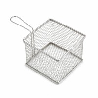 Panier à chips perforé en acier inoxydable à trous carrés avec poignée pour la présentation des aliments en restaurant