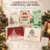 Cartes de vœux de Noël personnalisées en papier nacré avec dorure à chaud et découpe, cartes de fêtes en gros, fabricant et fournisseur OEM