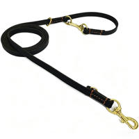 Laisse pour chien OEM de 8 pieds en cuir véritable, réglable, mains libres, avec quincaillerie en laiton, double poignée, pour la randonnée