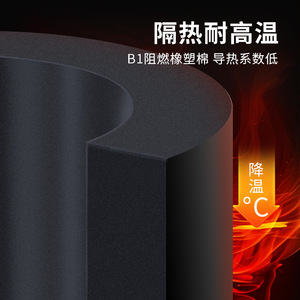 Tuyau en caoutchouc isolant thermique ignifuge de qualité B1, rond et flexible, pour systèmes HVAC, isolation de tuyauterie - Product Image 2