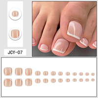 Lot de 24 faux ongles d'orteils Laisense à pression, couvrance totale, motif French Manucure et dégradé, en acrylique pré-dessiné