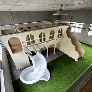 Equipo de juegos interior de madera personalizado para niños, escalador sensorial, juego de roles con ventana, tobogán giratorio, casa de juegos para cafeterías y centros comerciales - Product Image 3