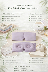 Masque de sommeil en bambou 3D occultant pour dormeurs latéraux, masque oculaire sans pression pour voyage en avion (gris) - Product Image 2