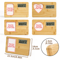Horloge numérique LED DIY personnalisable, disque rectangulaire en aluminium, cadre photo vierge en bambou pour sublimation, décoration de bureau, cadeaux