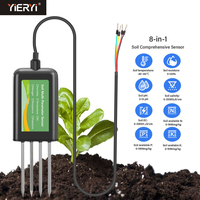 Medidor de Humedad del Suelo Inteligente Industrial 8 en 1, Sensor de PH/EC/NPK/Salinidad/Temperatura, Acero Inoxidable, 1 Año de Garantía
