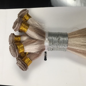 Extensiones de cabello ruso Dragonbeauty Factory de 10-30 pulgadas, tejidas a mano, 100% cabello humano, color rubio claro, venta al por mayor. - Product Image 5