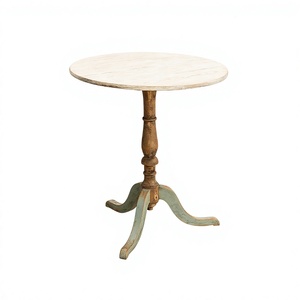 Table basse décorative en bois de manguier pour meubles de maison Table à trépied ronde en bois de forme ronde patinée - Product Image 1
