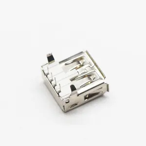 Conector de ângulo reto A-TYPE fêmea usb, conector USB-AF tipo soquete fêmea 90 graus, altura de ângulo reto 13.7mm, espaçamento 4pin