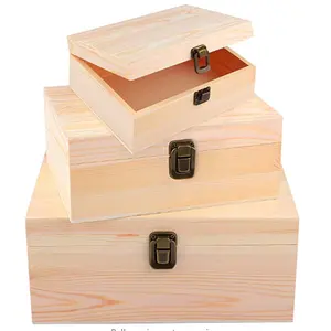 صندوق خشبي بسعر الجملة مصنوع يدويًا بسعر خاص من المصنع صندوق خشبي غير مكتمل للتخزين