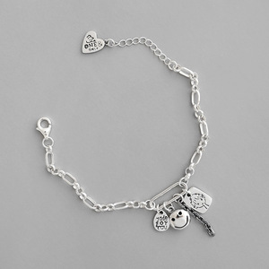 Bracelet en argent sterling 925, bijoux vintage, visage souriant, mon seul et unique, fait pour vous - Product Image 1
