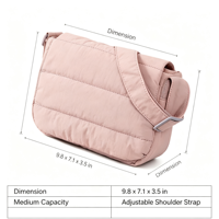 BSCI Wasserdichte Nylon Gesteppte Puffer-Umhängetasche für Unisex Leichtgewichtige Verstellbare Schulterriemen Casual Tägliche Sling-Tasche mit Ketten