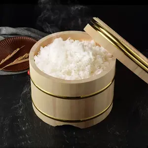 일본식 둥근 손 초밥 그램 쌀 혼합 양동이 양동이 뚜껑이있는 천연 나무 초밥 밥 양동이
