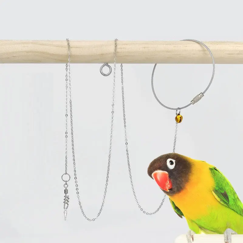 Pet Parrot Bird Leash Rope Wholesale Parrot Stainless Steel Anklet Chain Opening Movable Ring Bird Foot Chain With Anklet Ring