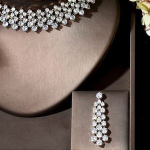Hibide ชุดเครื่องประดับโชคเกอร์2ชิ้นสุดหรูสำหรับผู้หญิงงานแต่งงานลูกบาศก์เซอร์โคเนีย CZ ดูไบชุดเครื่องประดับสำหรับเจ้าสาว N-1892ของขวัญสำหรับงานเลี้ยงเต้นรำ - Product Image 3