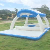 Plate-forme de loisirs aquatiques pour radeau d'île flottante gonflable préférée de luxe avec point de chute de tente amovible