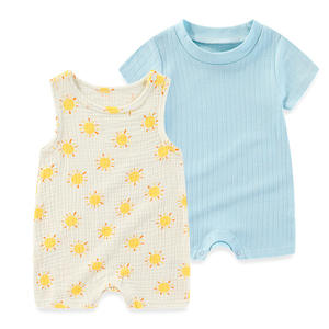 Mameluco sin mangas de verano para niños, mono 100% de algodón para bebé recién nacido, traje para gatear con cierre de botón transfronterizo - Product Image 6