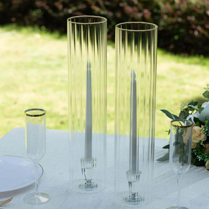 Vente en gros de couvercle de cylindre de <span class=keywords><strong>bougie</strong></span> en verre transparent nervuré à extrémité ouverte résistant à la chaleur couvercle de tube d'ombre de cheminée transparent - Product Image 4