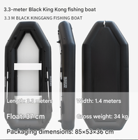 Bateau pneumatique professionnel en PVC rigide de Chine, 2,3 m, 2,6 m, 3,3 m, bateau de pêche avec fond couvert et fond brossé, noir Kinggang