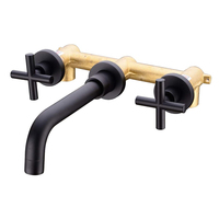 Robinet de salle de bain mural monocommande en laiton brossé, style contemporain moderne, avec cartouche en céramique