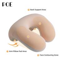 Oreiller de sieste matelassé portable pour étudiants - Oreiller de bureau pliable en mousse à mémoire de forme pour dormir sur le ventre, design ergonomique, respirant, en mousse alvéolée