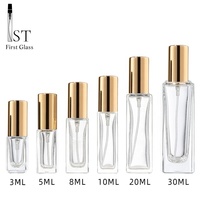 Flacons de parfum carrés en verre transparent de 3 ml, 5 ml, 8 ml, 10 ml, 20 ml, 30 ml, rechargeables, échantillons de parfum, flacons vaporisateurs, impression de logo personnalisée