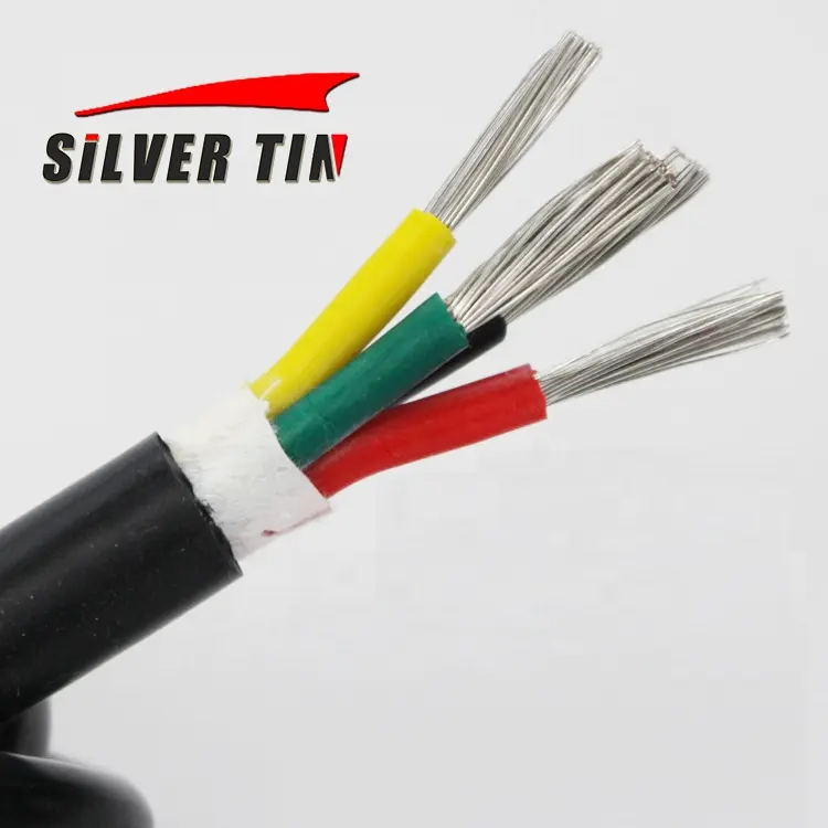 Cabo de borracha multicore de silicone, cabo de 200 graus de alta temperatura de borracha de silicone 14 awg fio de silicone 4 núcleo